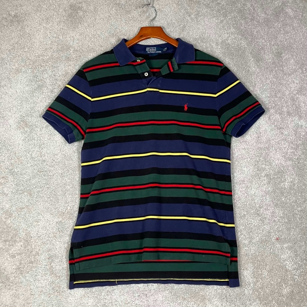 Polo Ralph Lauren Polo Shirt Mens L Multicolor Striped Short Sleeve Cotton